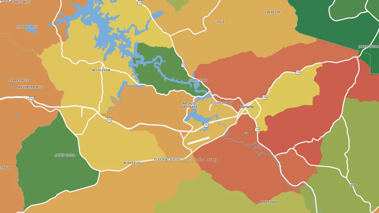 Union County, GA Map of Robbery Rates