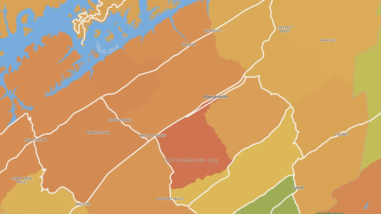 Union County, TN Map of Robbery Rates