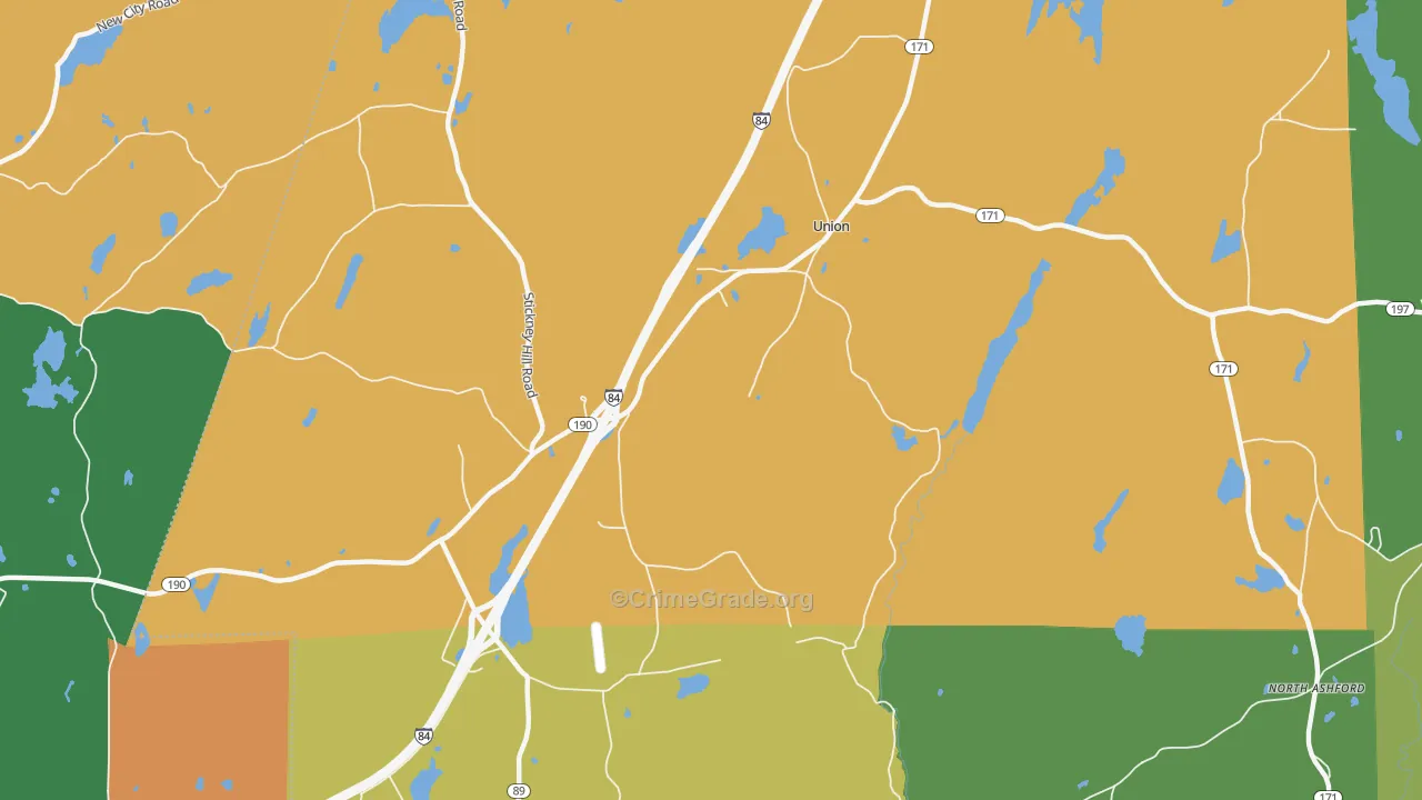 Union, CT Map of Robbery Rates