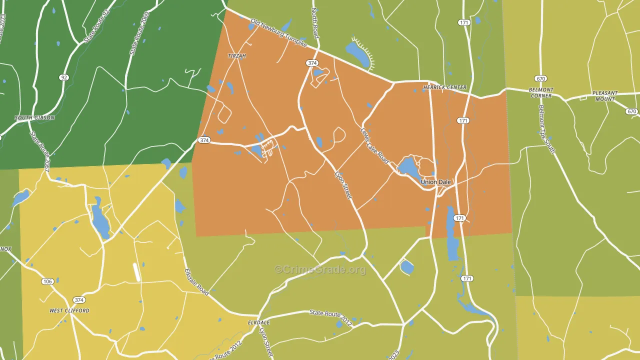 Union Dale, PA Map of Robbery Rates