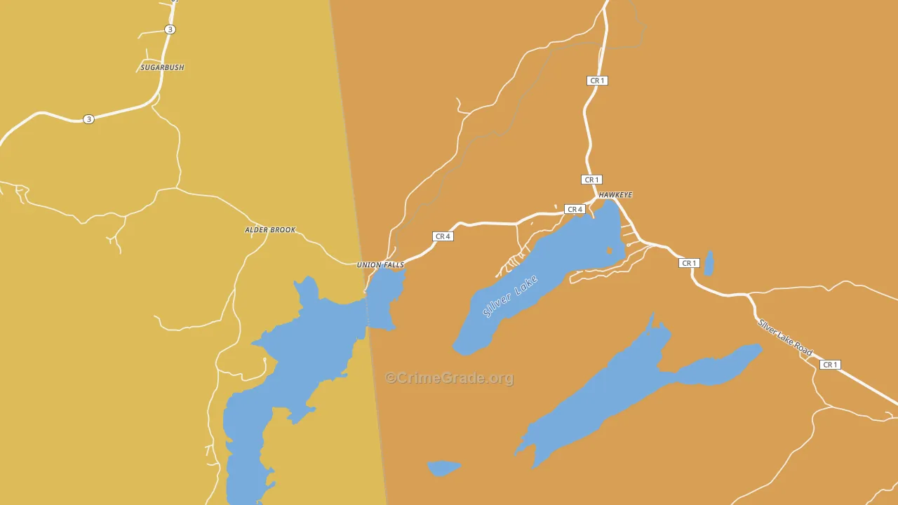 Union Falls, NY Map of Robbery Rates