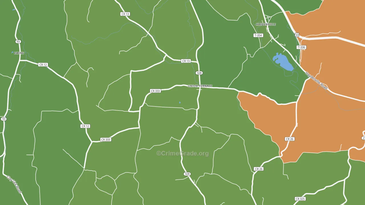 Union Furnace, OH Map of Robbery Rates