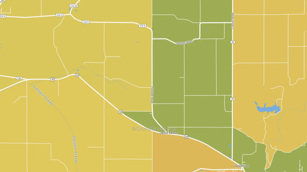 Union Grove, IL Map of Robbery Rates