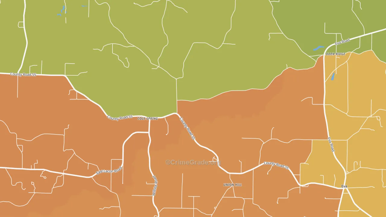 Union Hill, AL Map of Robbery Rates