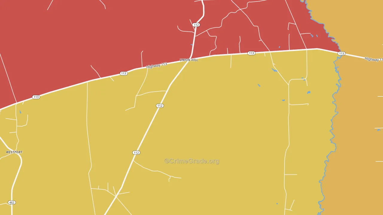Union Hill, LA Map of Robbery Rates