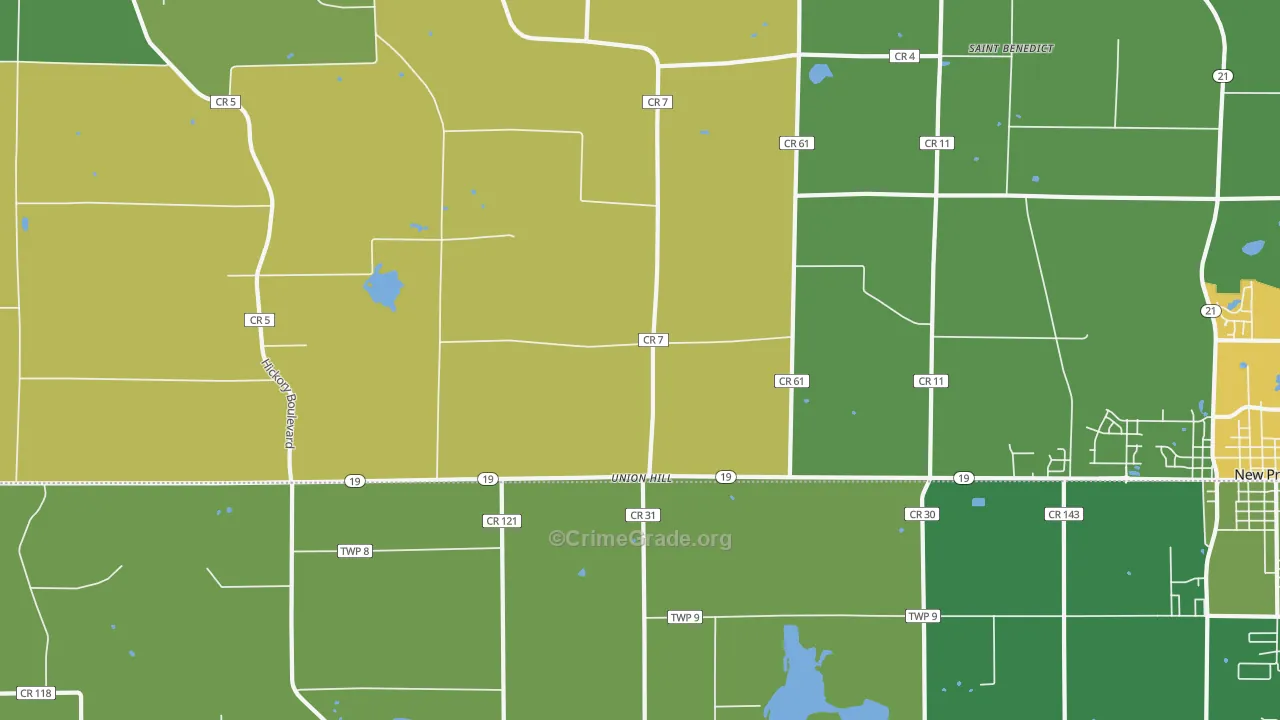 Union Hill, MN Map of Robbery Rates