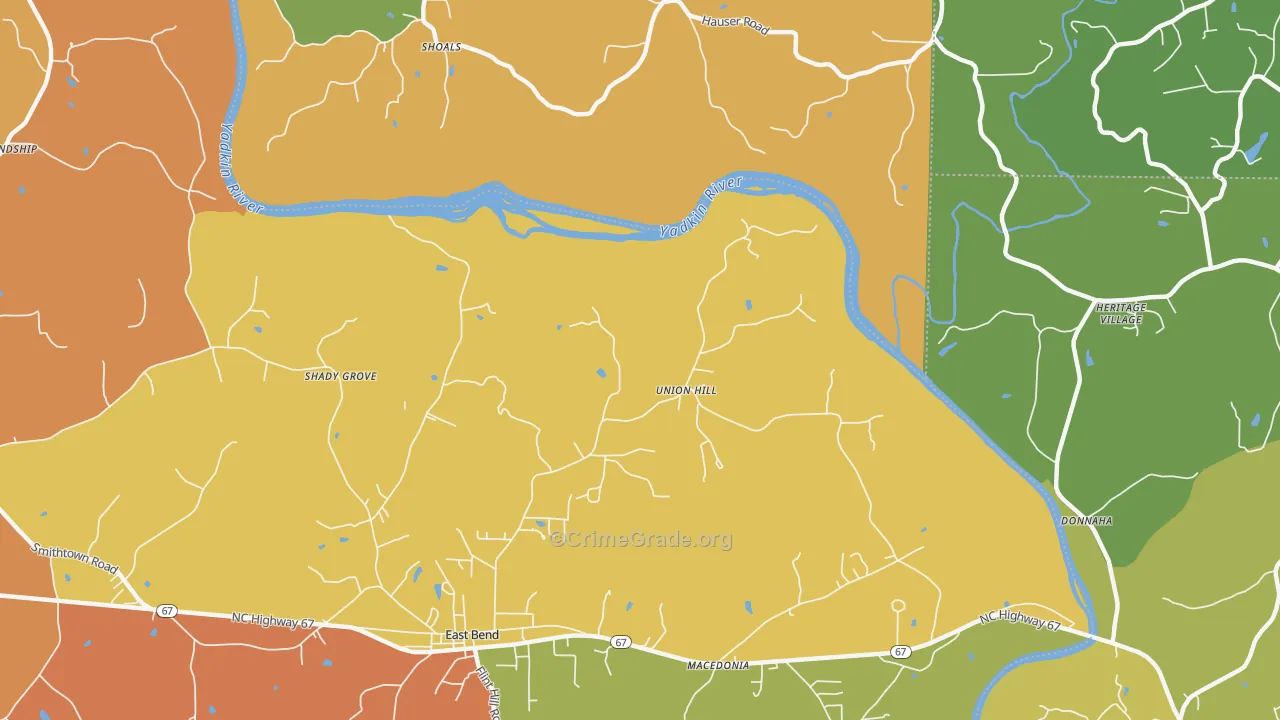 Union Hill, NC Map of Robbery Rates