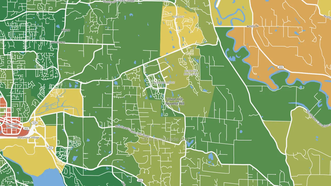 Union Hill-Novelty Hill, WA Map of Robbery Rates
