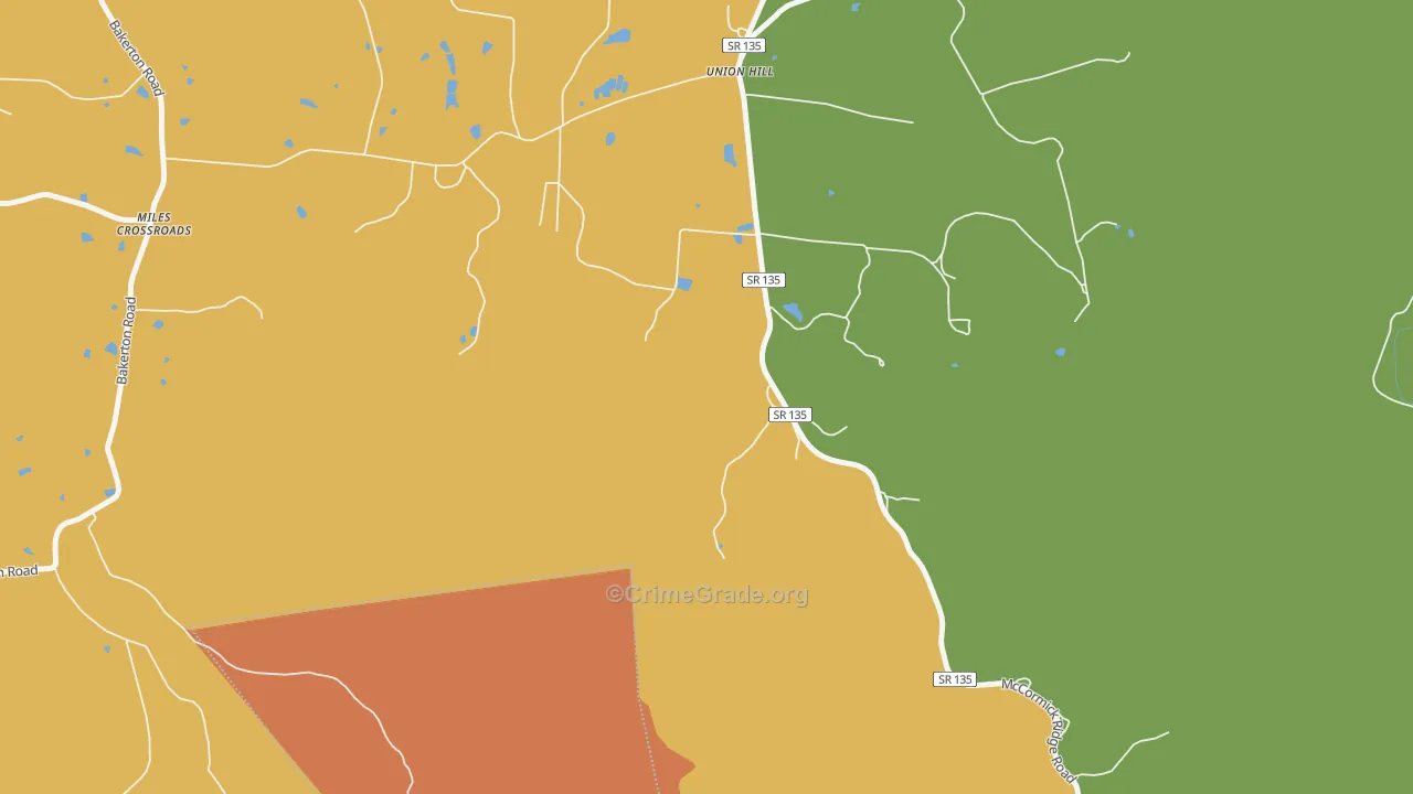 Union Hill, TN Map of Robbery Rates