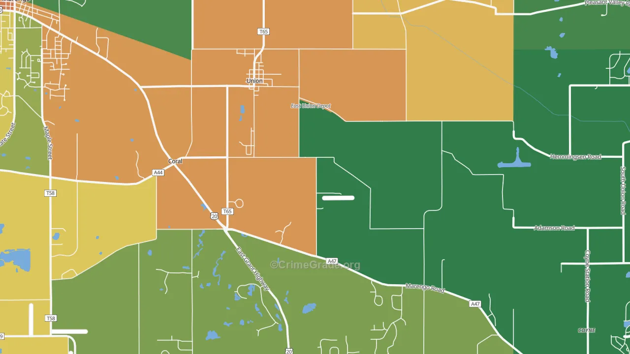 Union, IL Map of Robbery Rates