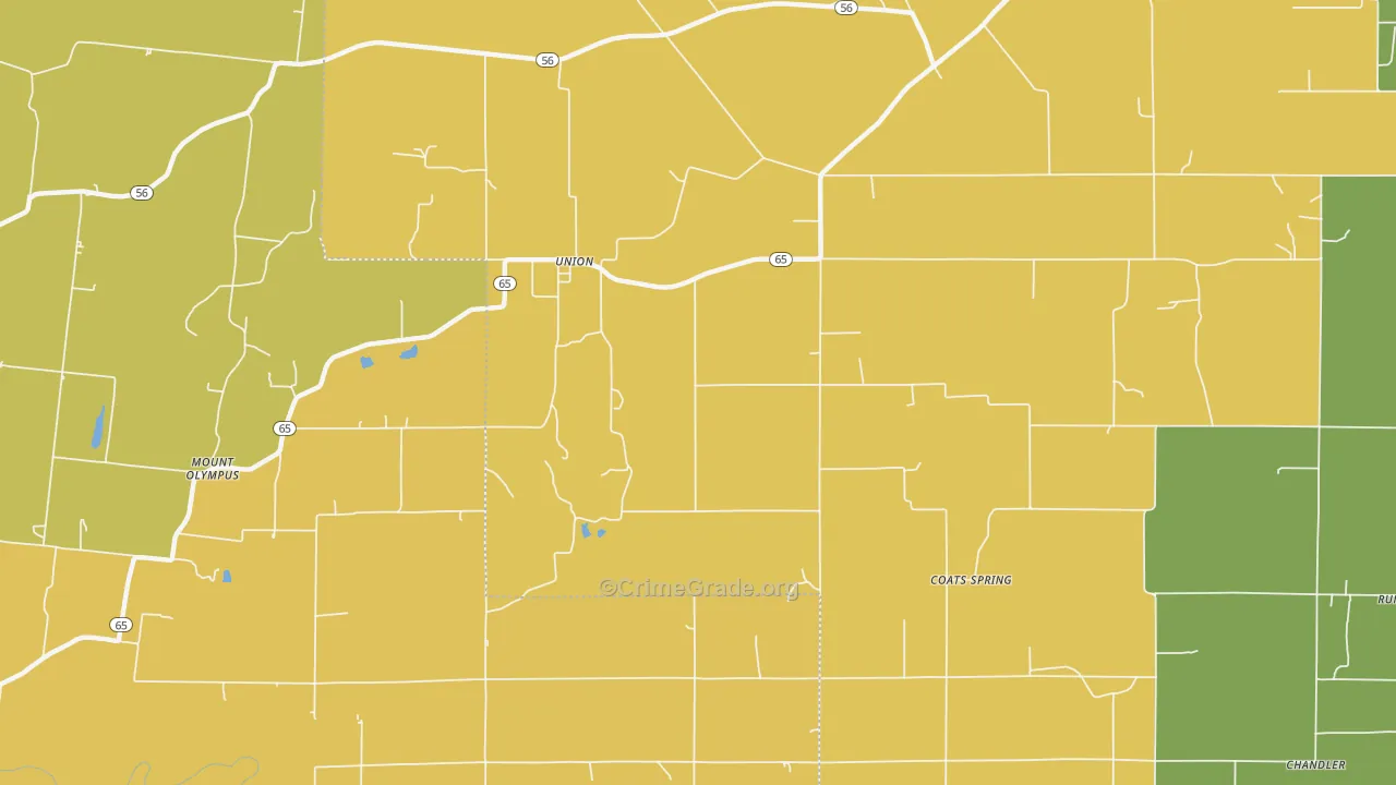 Union, IN Map of Robbery Rates