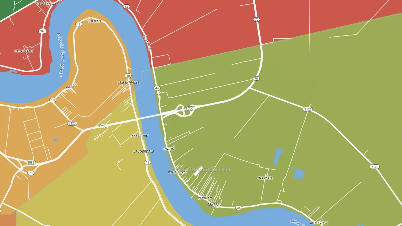 Union, LA Map of Robbery Rates