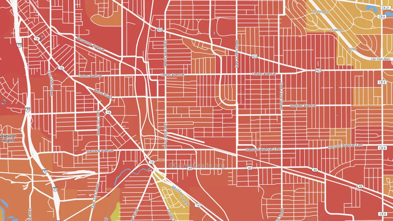 Union-Miles Park, Cleveland, OH Map of Robbery Rates