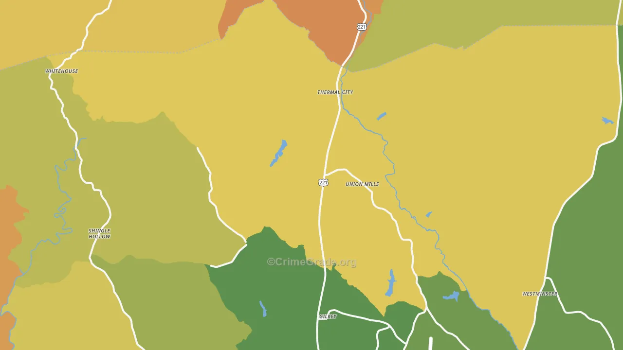 Union Mills, NC Map of Robbery Rates