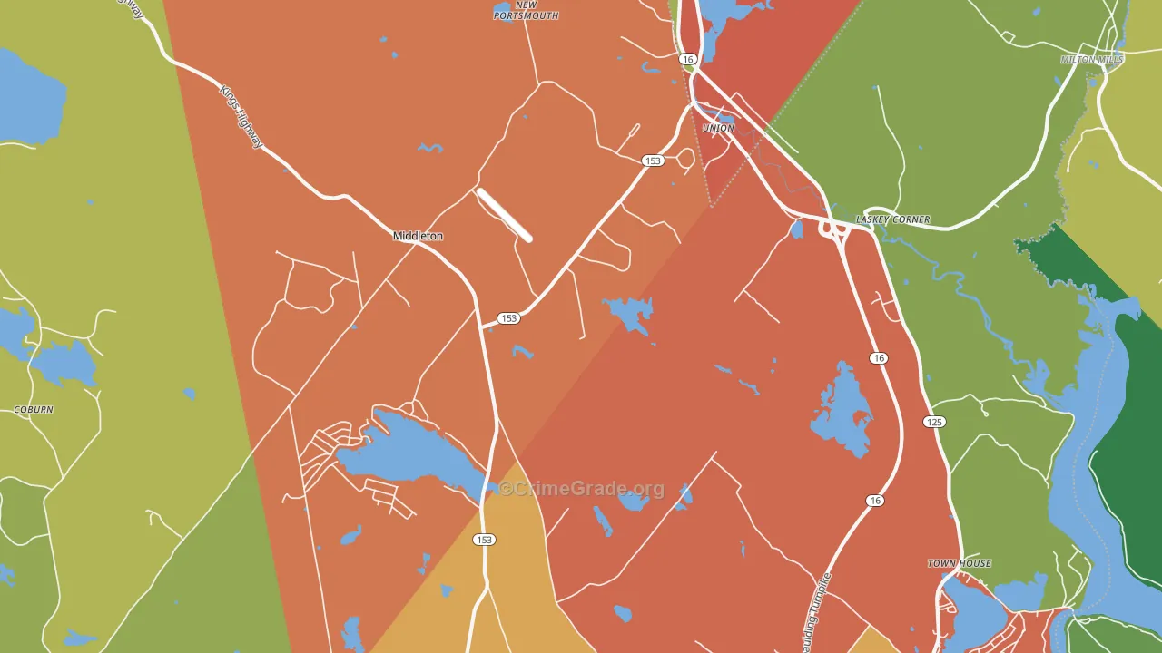 Union, NH Map of Robbery Rates