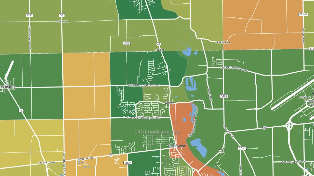 Union, OH Map of Robbery Rates