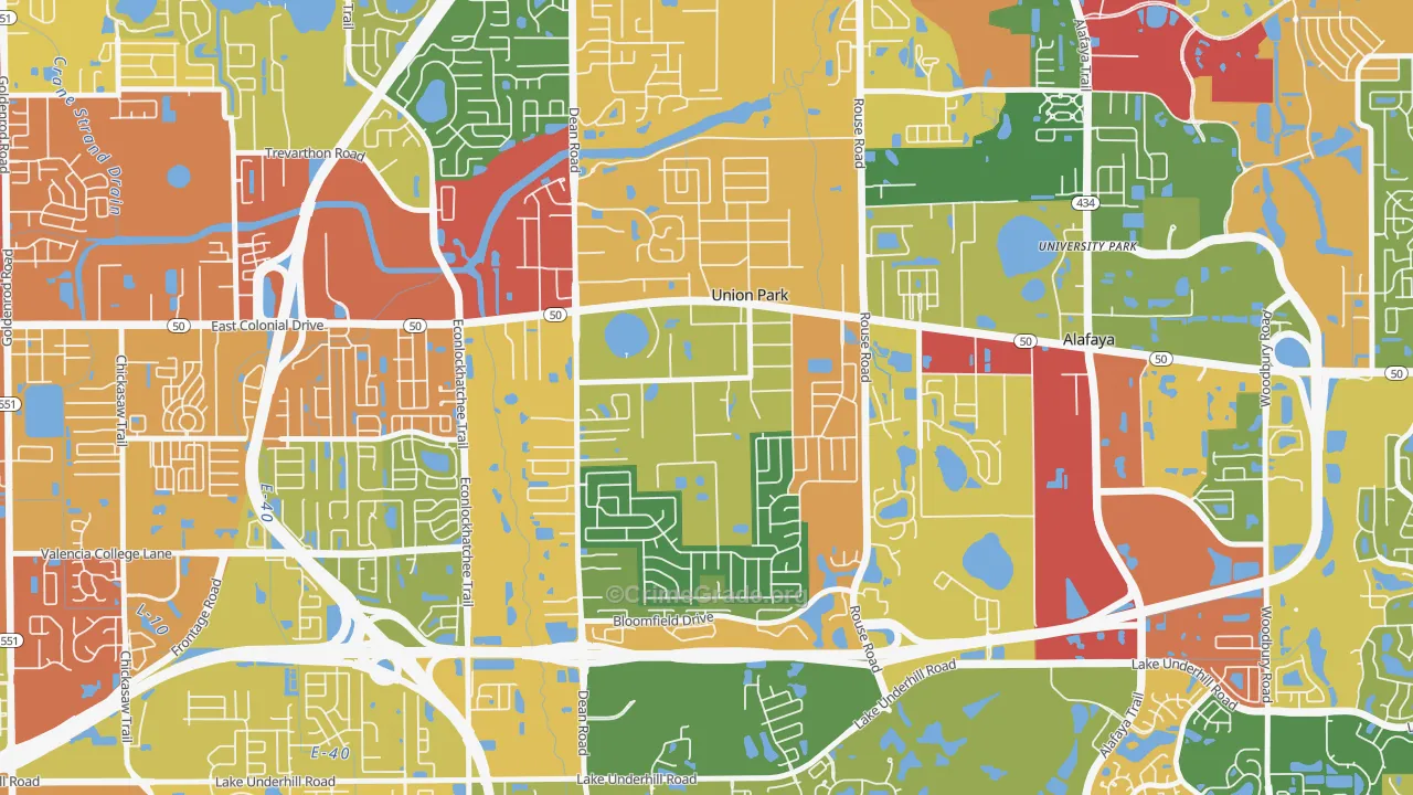 Union Park, FL Map of Robbery Rates