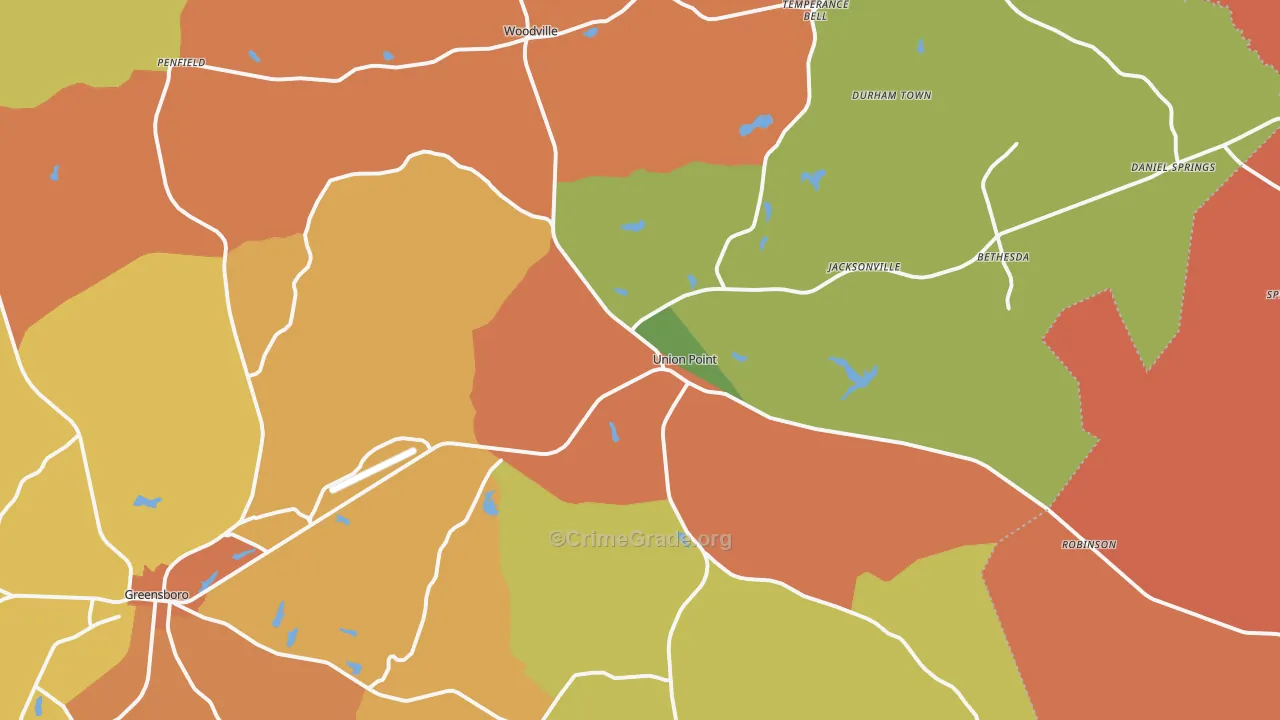 Union Point, GA Map of Robbery Rates