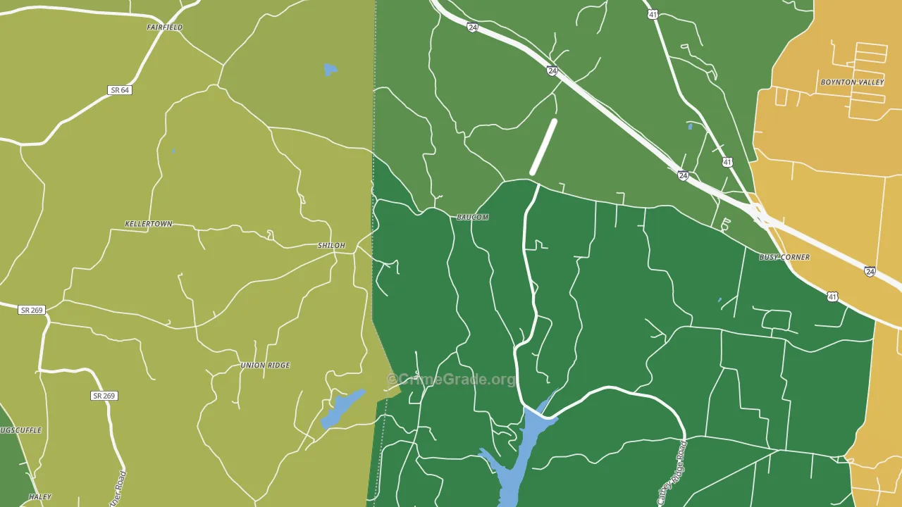 Union Ridge, TN Map of Robbery Rates