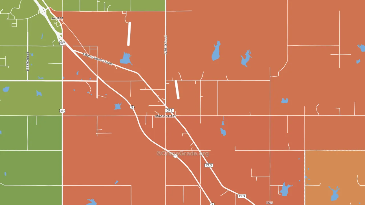 Union Valley, OK Map of Robbery Rates