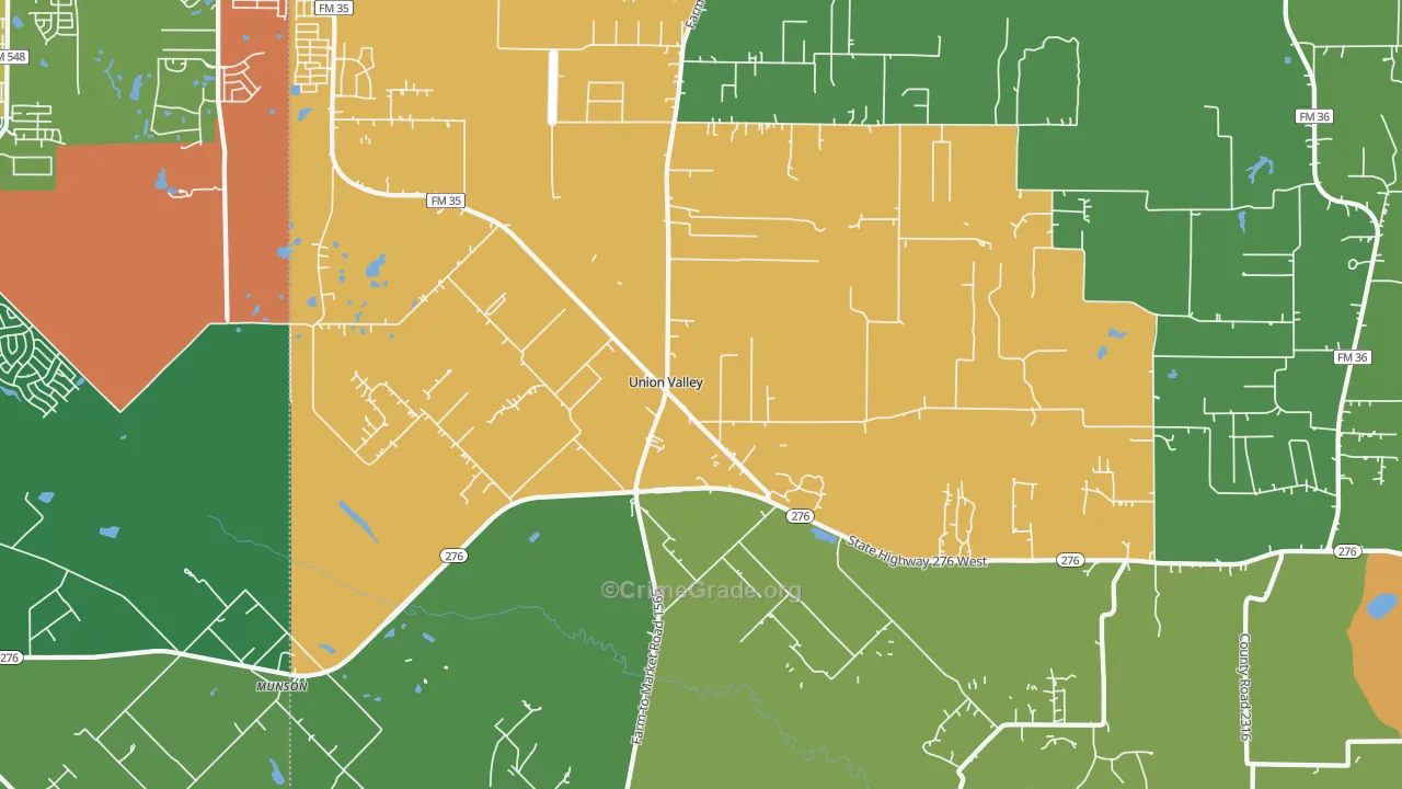 Union Valley, TX Map of Robbery Rates