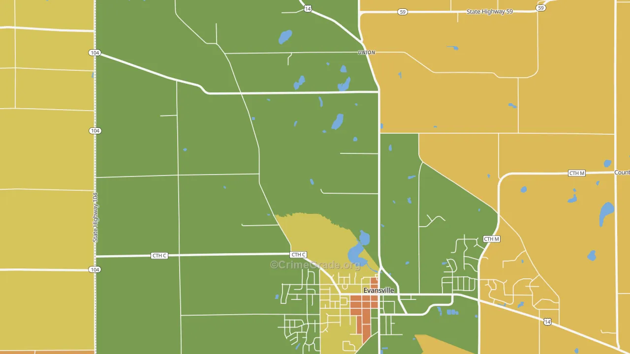 Union, WI Map of Robbery Rates