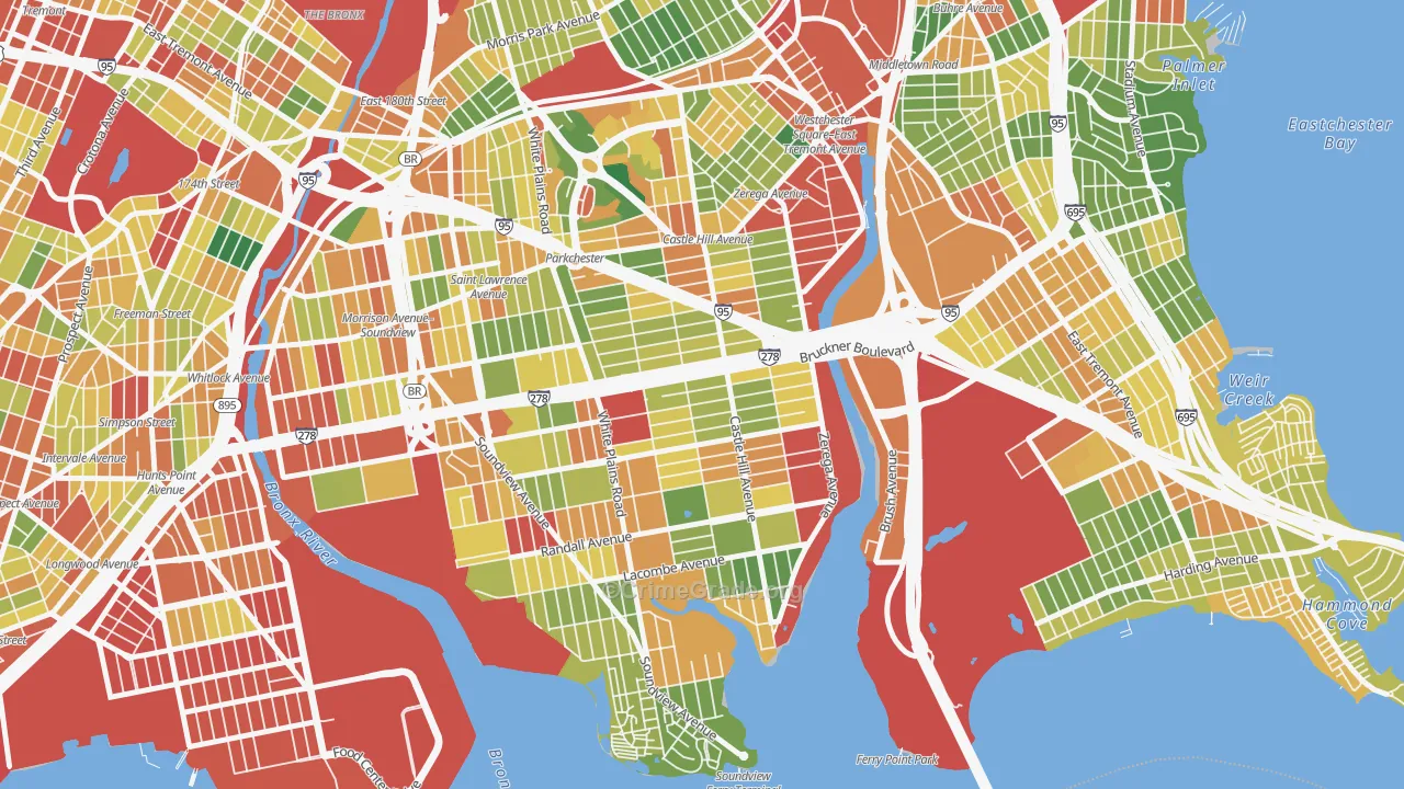 Unionport, Bronx, NY Map of Robbery Rates