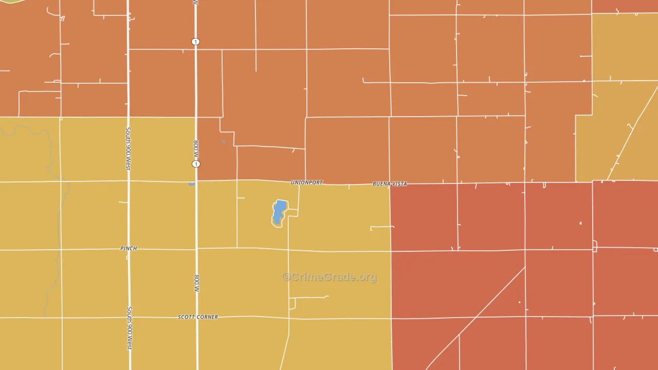 Unionport, IN Map of Robbery Rates
