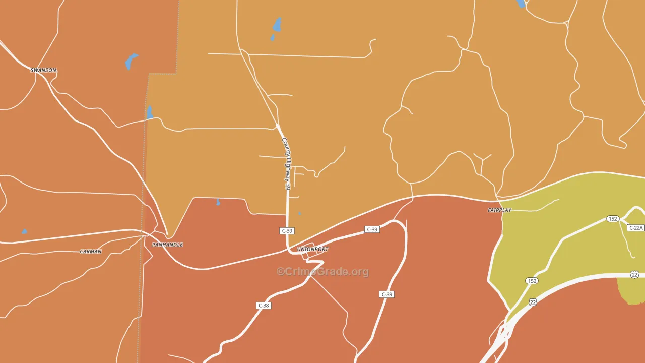 Unionport, OH Map of Robbery Rates