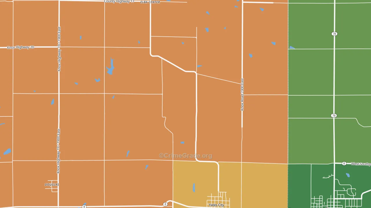 Uniontown, IL Map of Robbery Rates