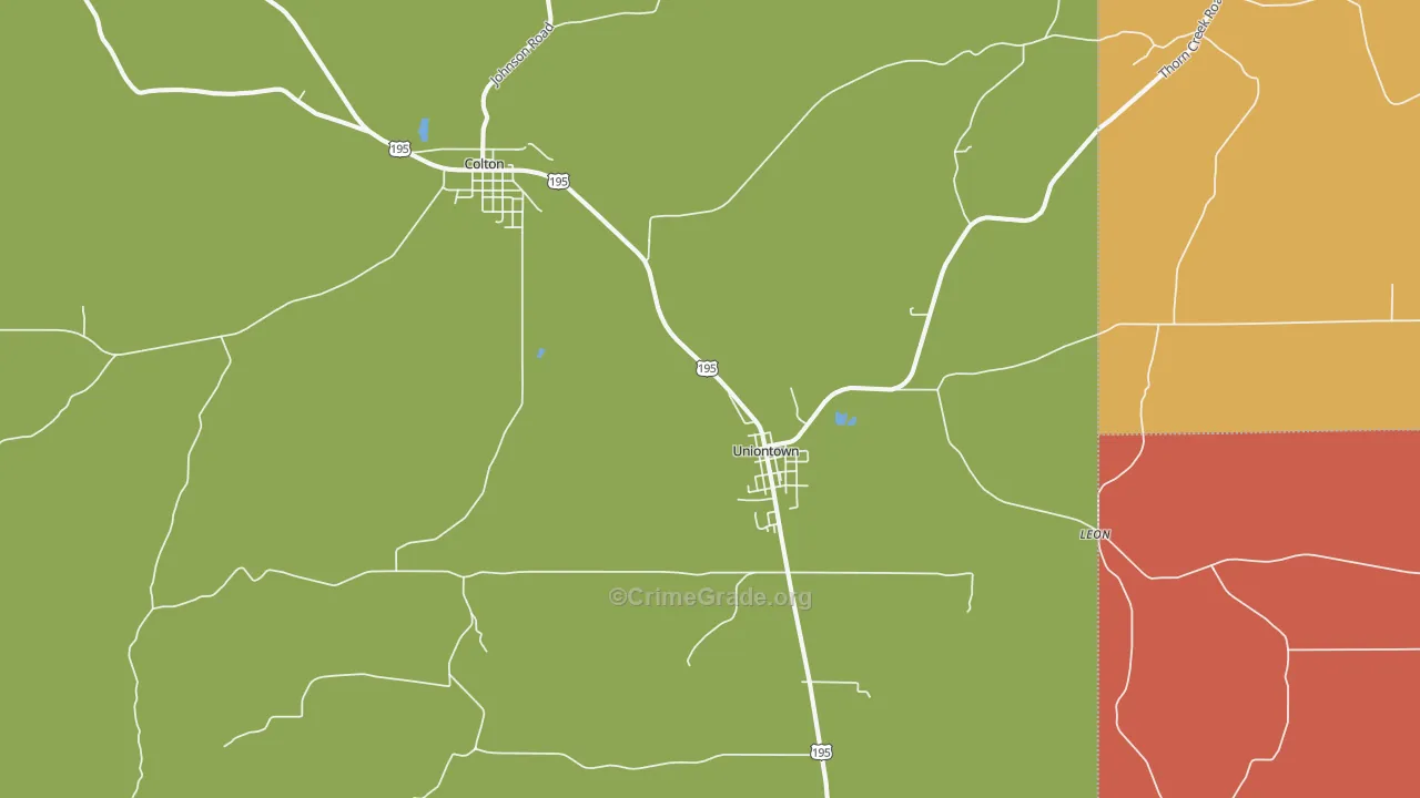 Uniontown, WA Map of Robbery Rates