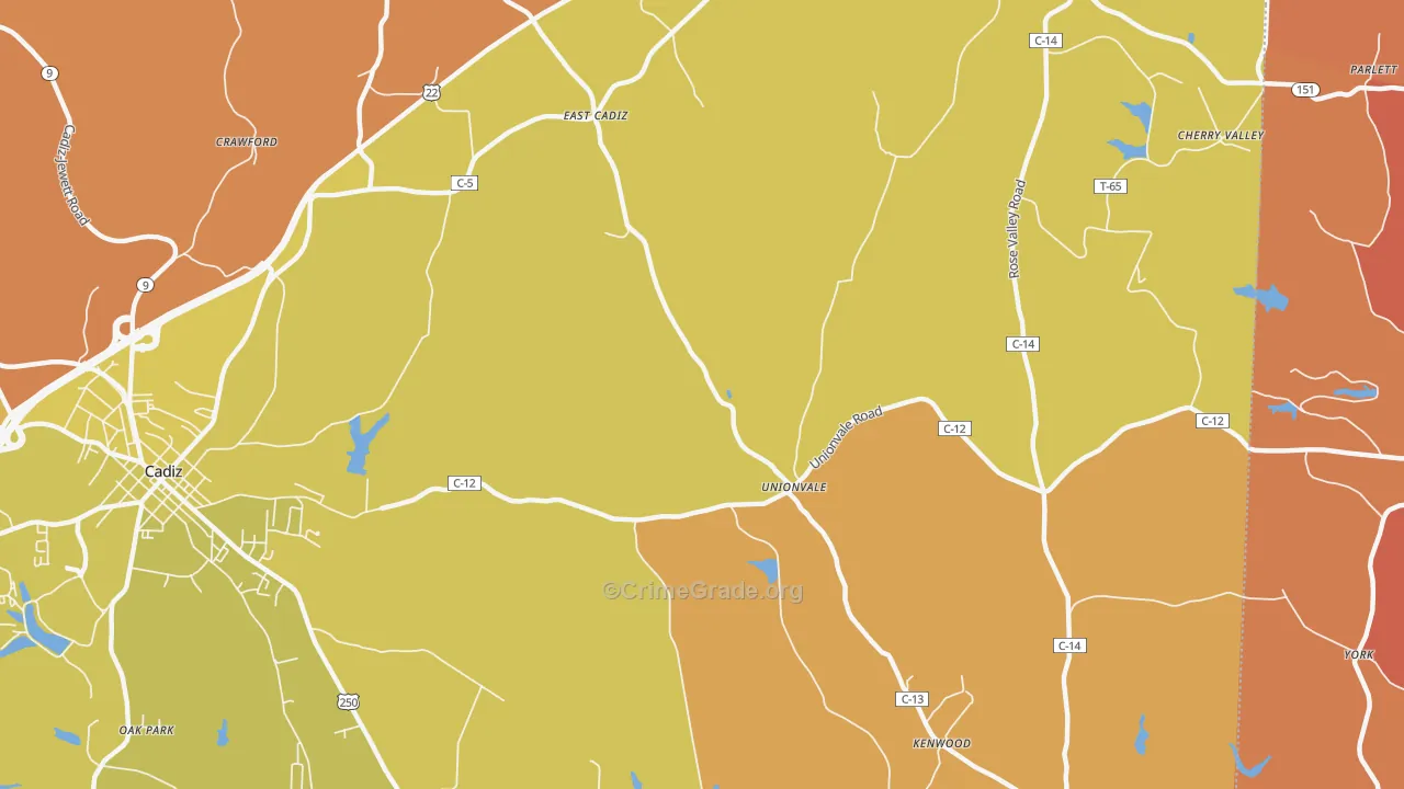 Unionvale, OH Map of Robbery Rates