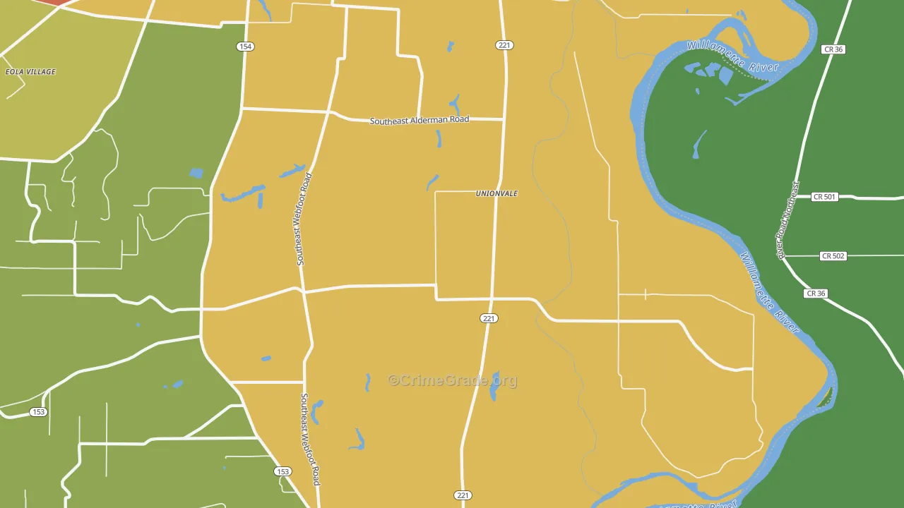 Unionvale, OR Map of Robbery Rates