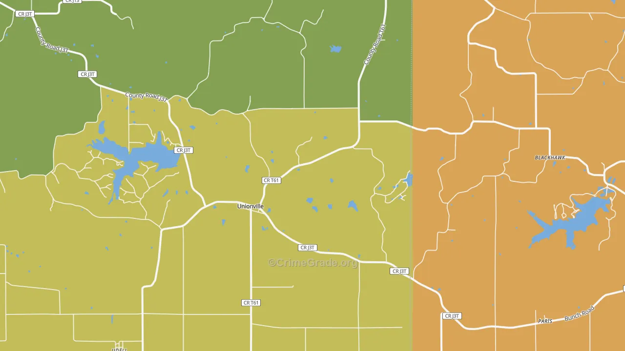 Unionville, IA Map of Robbery Rates