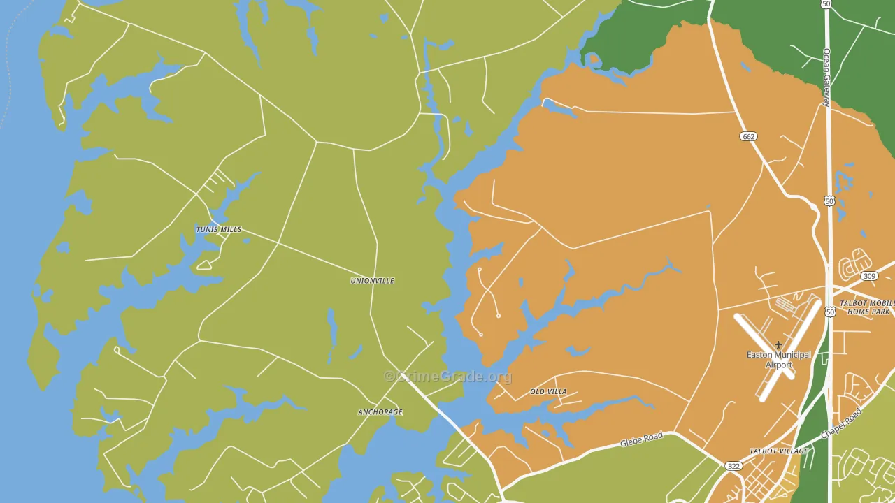 Unionville, MD Map of Robbery Rates