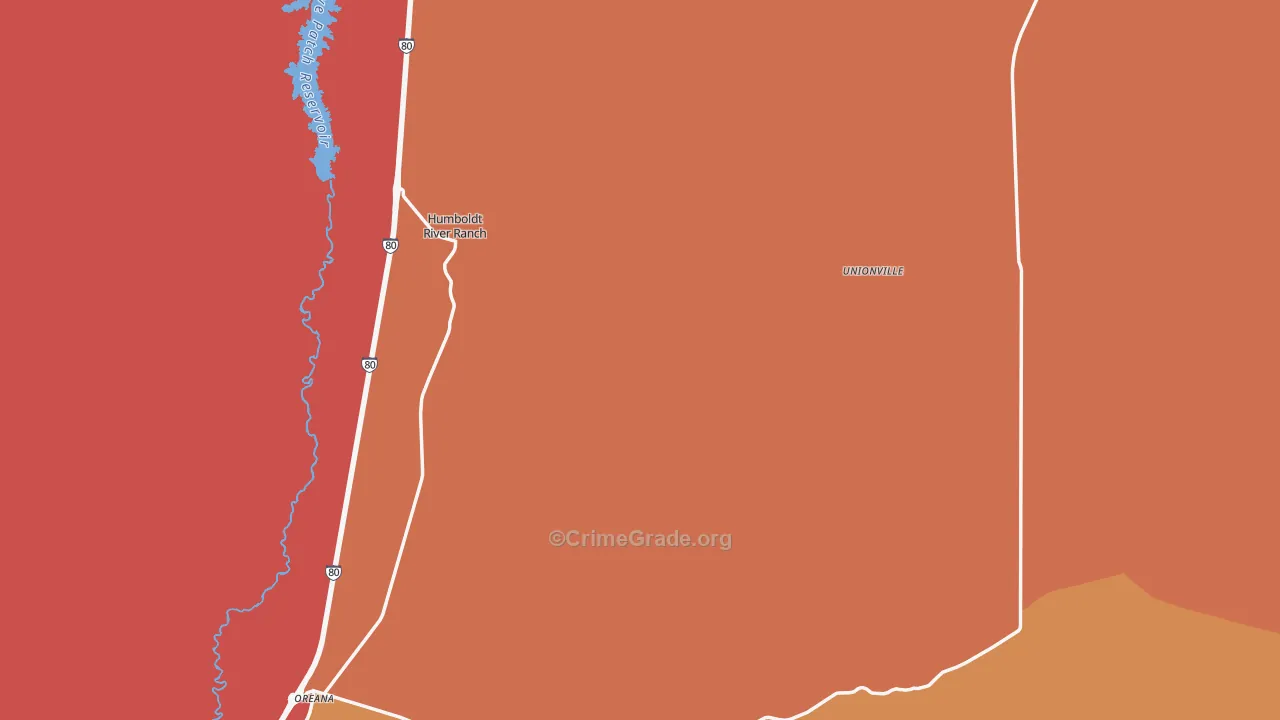 Unionville, NV Map of Robbery Rates