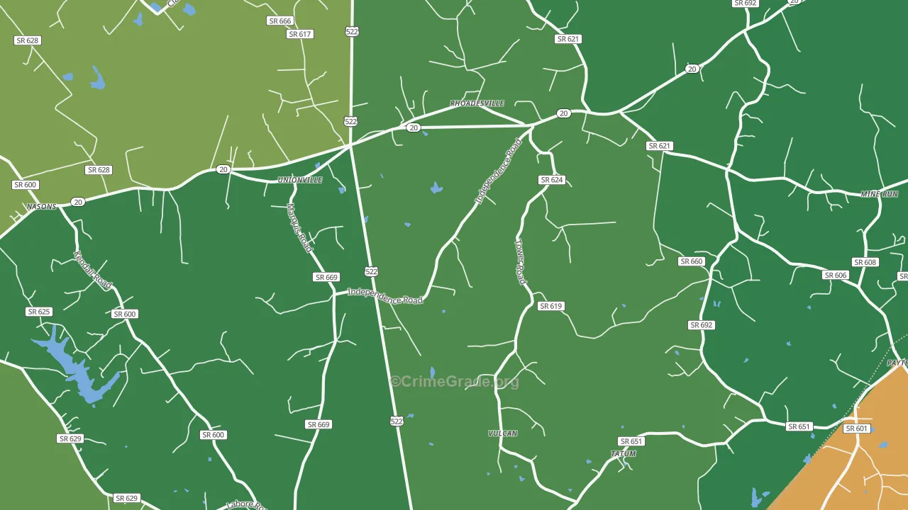 Unionville, VA Map of Robbery Rates