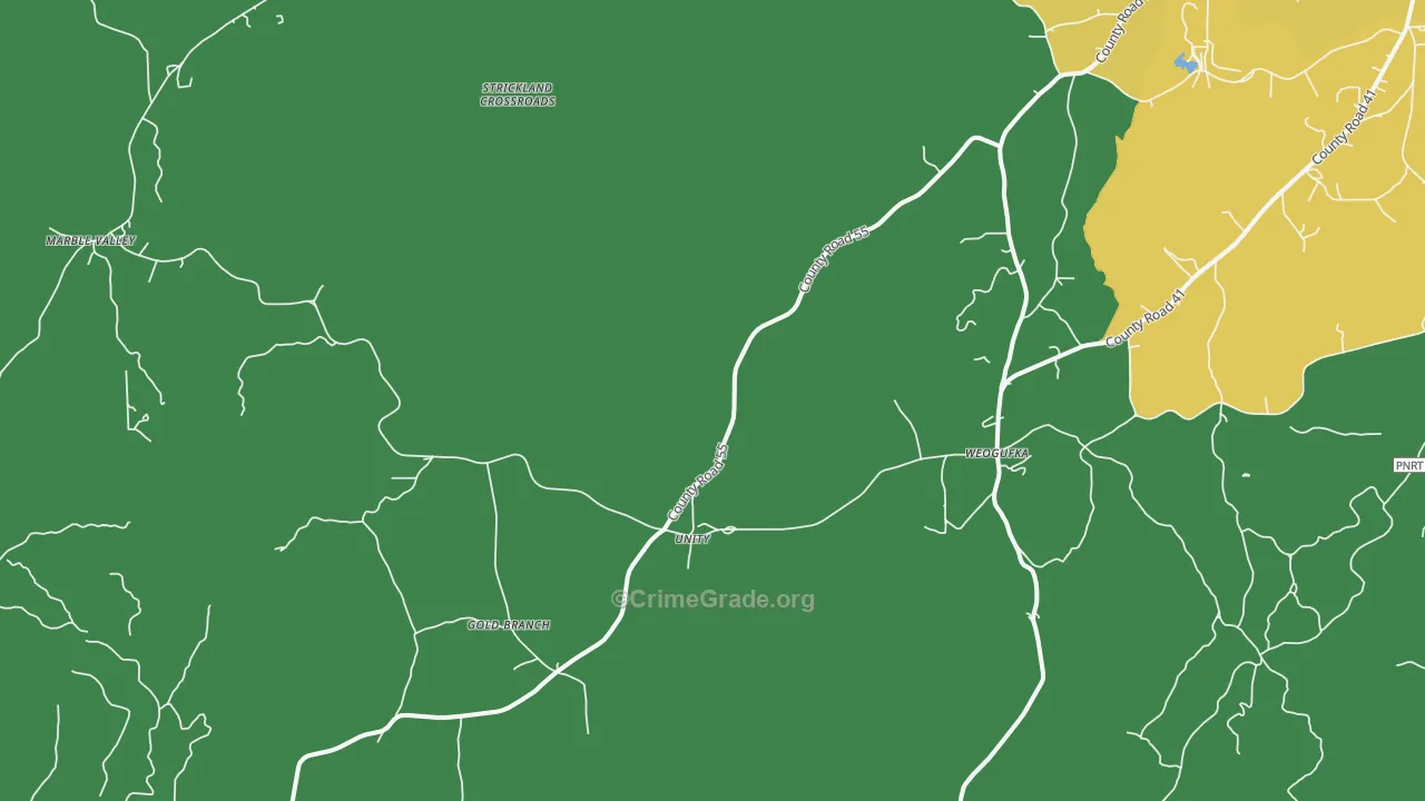Unity, AL Map of Robbery Rates