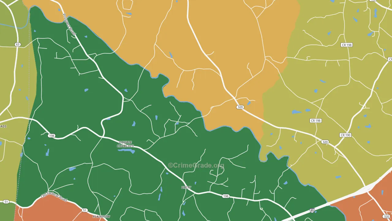 Unity, GA Map of Robbery Rates