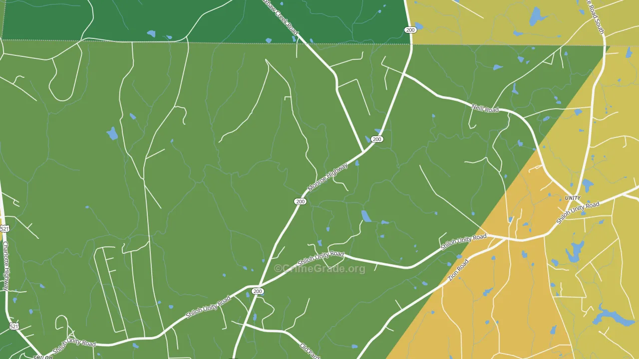 Unity, SC Map of Robbery Rates