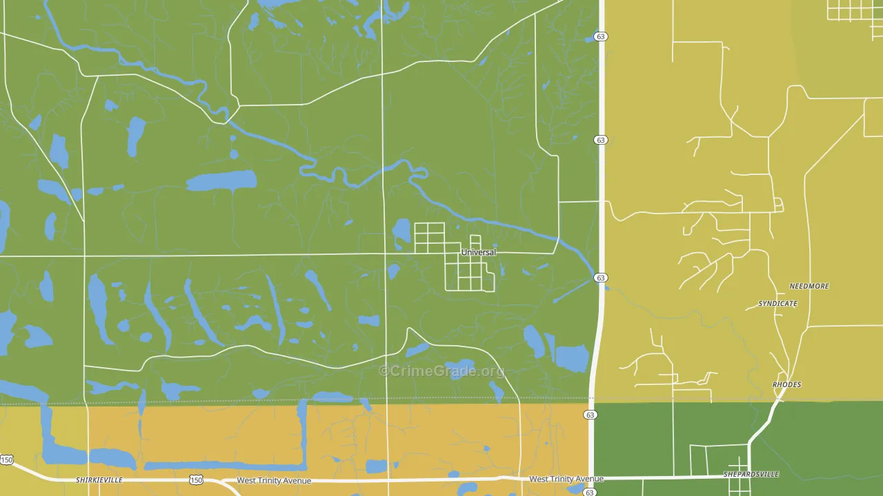 Universal, IN Map of Robbery Rates