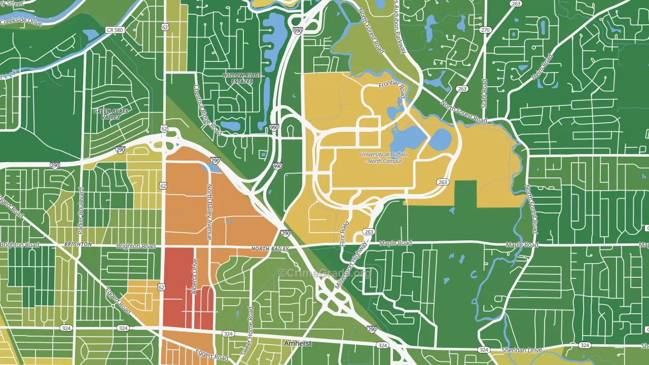 University at Buffalo, NY Map of Robbery Rates