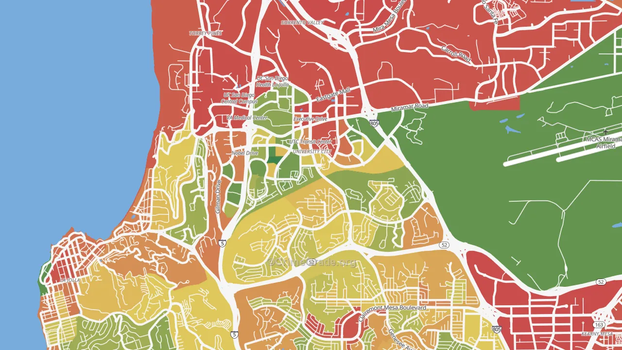 University City, San Diego, CA Map of Robbery Rates