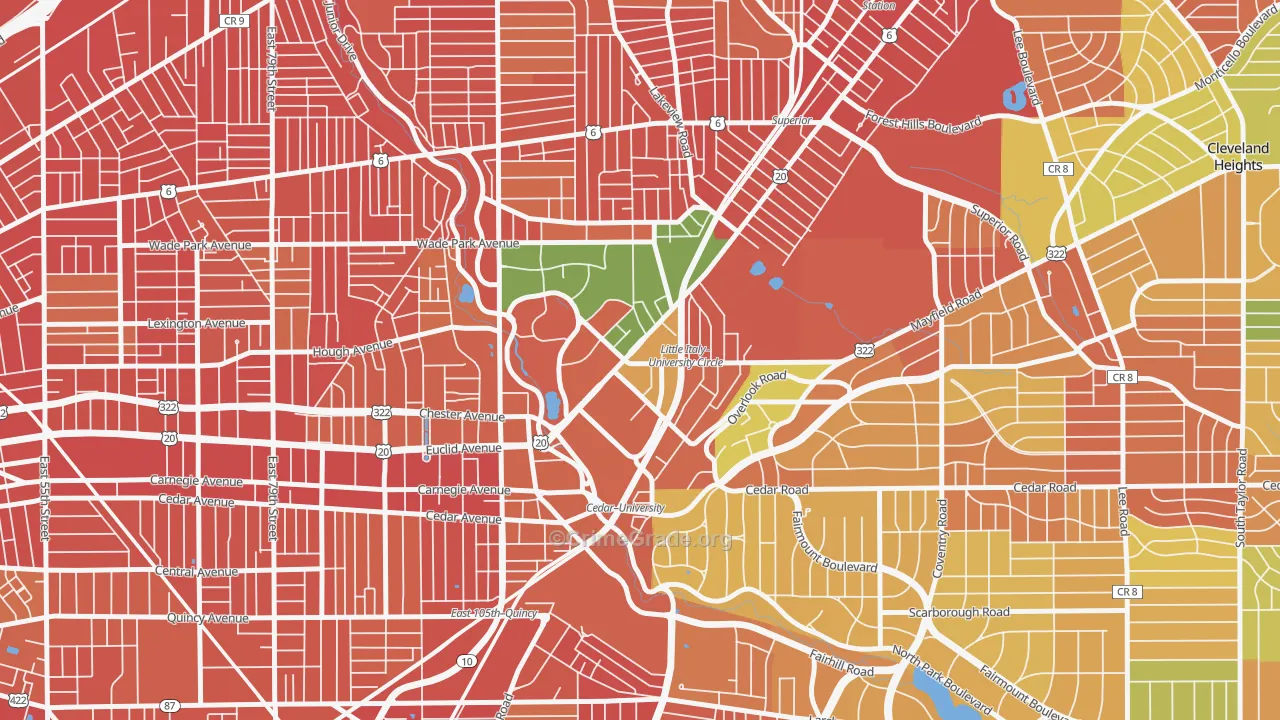University District, Cleveland, OH Map of Robbery Rates