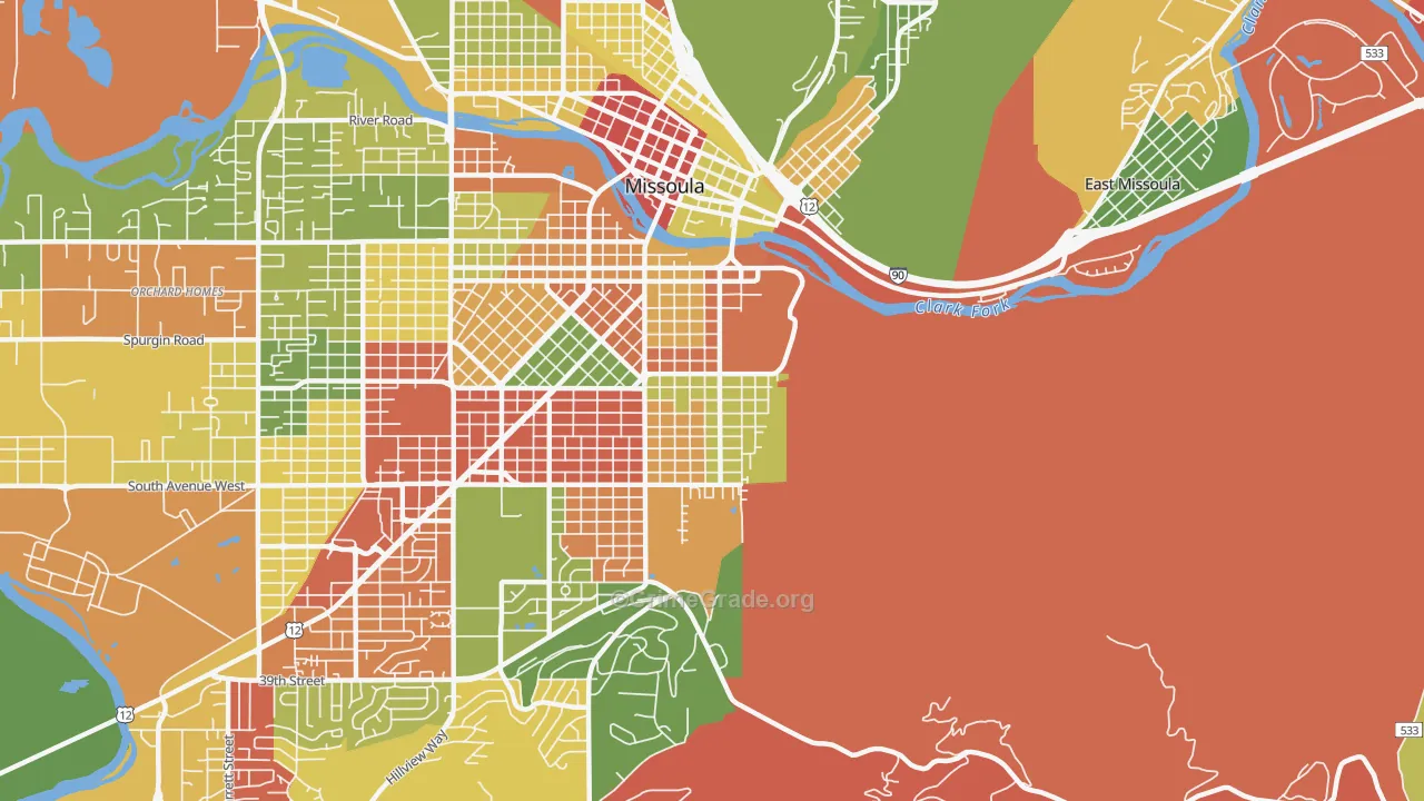 University District, Missoula, MT Map of Robbery Rates