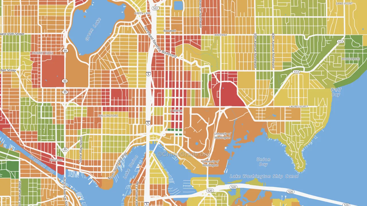 University District, Seattle, WA Map of Robbery Rates