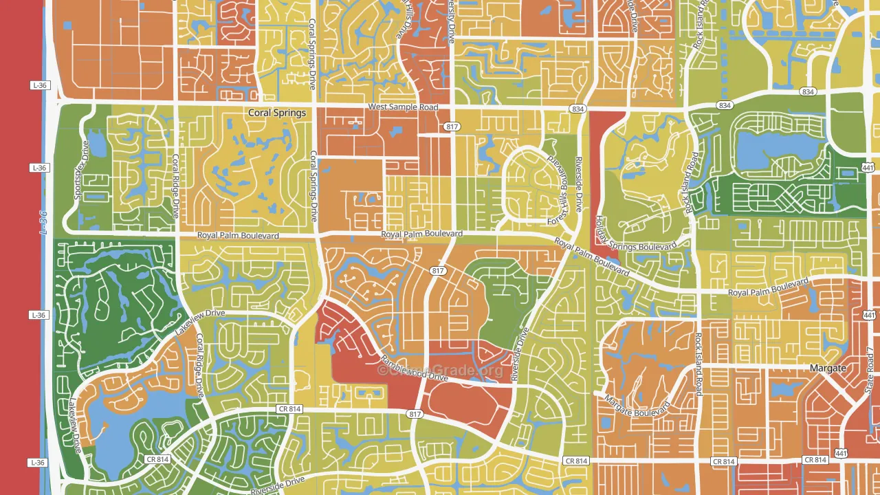 University Drive, Coral Springs, FL Map of Robbery Rates
