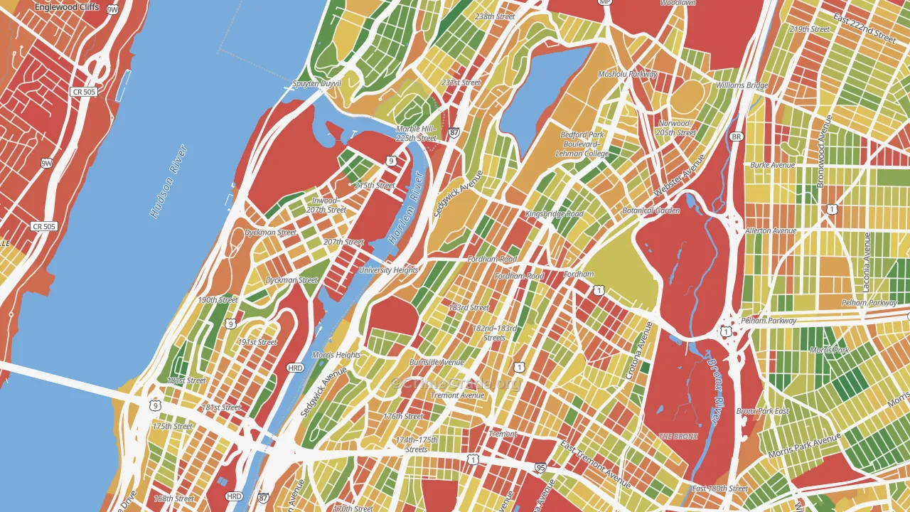 University Heights, Bronx, NY Map of Robbery Rates