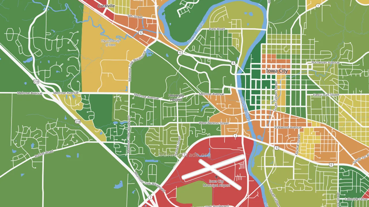 University Heights, IA Map of Robbery Rates