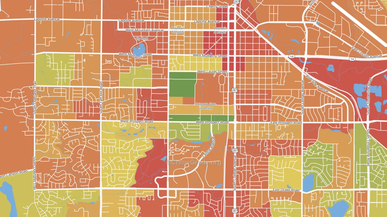 University North, Fort Collins, CO Map of Robbery Rates